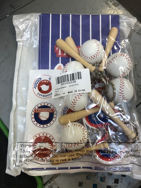 Photo 2 of 18 Pieces Baseball Party Favors Includes Baseball Silicone Rubber Bracelets, Baseball Keychain Baseball Sticker and Baseball Party Bags for Baseball Sports Themed Birthday Party School Party Favors