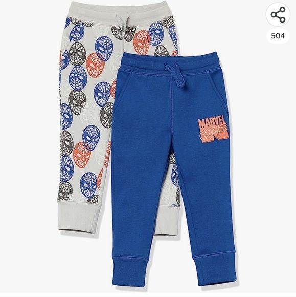 Photo 1 of AMAZON ESSENTIALS BOYS' DISNEY FLEECE JOGGER SWEATPANTS, 2-PACK MARVEL COMICS/SPIDER MAN (SIZE M)