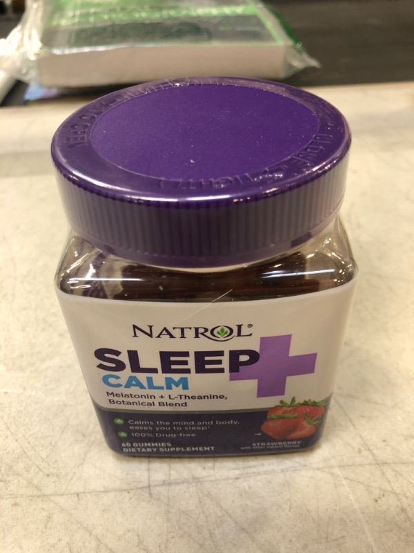 Photo 2 of Natrol Sleep+ Calm, Drug Free Sleep Aid Supplement, Calm an Active Mind, Ease to Sleep, 60 Strawberry Flavored Gummies