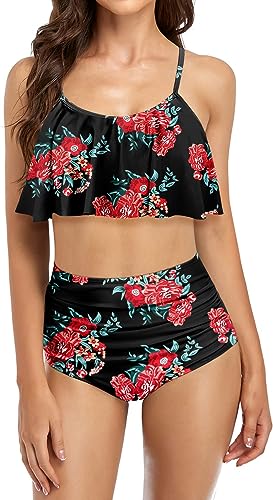 Photo 1 of Angerella Womens High Waisted Bikini Flounce Top Bathing Suits Swimwear
