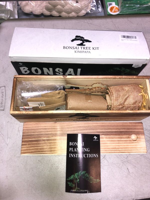 Photo 2 of Bonsai Tree Kit - Bonsai Tree Starter Kit with 5 Seeds Types - Unique Indoor Gardening Gift Ideas for Garden Lovers or Gardener Mom - Wooden Gift Box Packaging