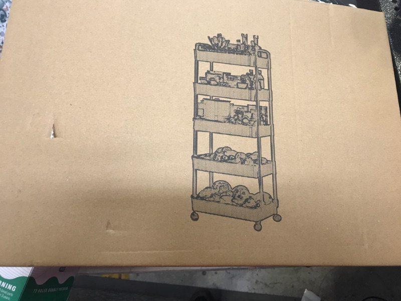 Photo 1 of 5-Tier Rolling Cart, Multipurpose Utility Cart, Rolling Carts with Lockable Wheels, Storage Cart Craft Cart Organizer for Bathroom Laundry Kitchen,Used as Book Art Snack lash Makeup Diaper cart,Black