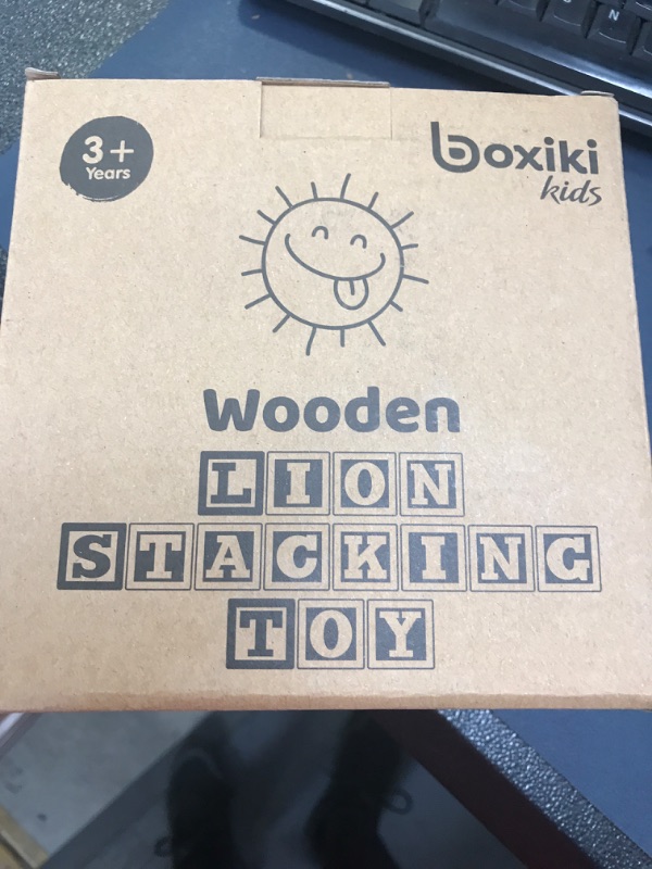 Photo 2 of Boxiki kids Wooden Stacking Montessori Toys Colorful Shape Sorter Stacker. Baby Wooden Toys for Early Development & Fine Motor Skills for 1 2 3 Years Old Boys & Girls (Lion)