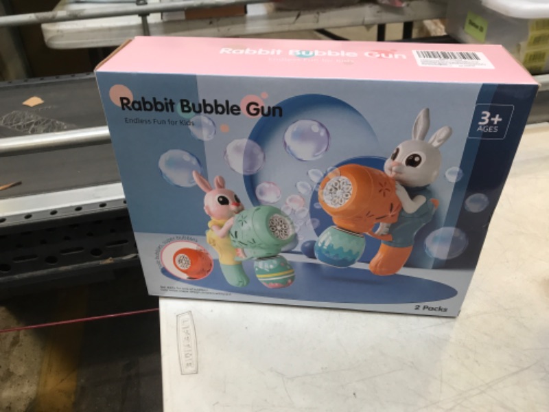 Photo 2 of Bubble Guns for Kids 2 Pack Rabbit Bubble Machine for Toddlers Electric Bubble Toy Automatic Bubble Blower Bubble Maker with 10 Packs Bubble Solutions for Summer Outdoor Party Birthday Gift