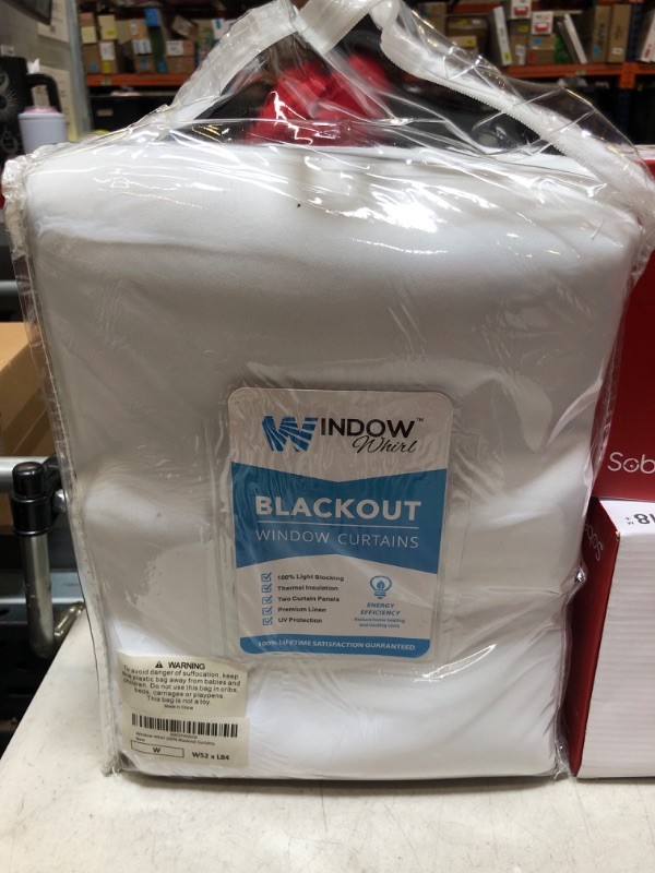 Photo 2 of 100% Blackout Window Curtains: Room Darkening Thermal Window Treatment with Light Blocking Black Liner for Bedroom, Nursery and Day Sleep - 2 Pack of Drapes, Brilliant White (84” Drop x 52” Wide Each) Brilliant White W52 x L84