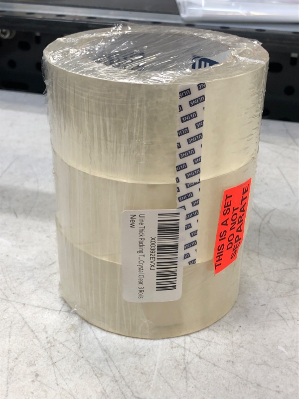 Photo 2 of Uline Thick Packing Tape, 3.5 mil Thick, 2" x 55 Yd, Crystal Clear, 3 Rolls