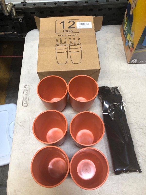 Photo 1 of 12 PACK (6 CUPS + 6 STRAWS) - ORANGE 