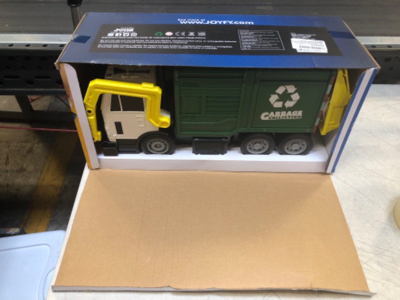 Photo 2 of JOYIN 16" Large Garbage Truck Toy, Toys for Boys, Friction Powered Waste Management Garbage Truck with Lights and Sounds, Front Load Dumpster, Trash Bins with Trash Cards, Gift for Kids