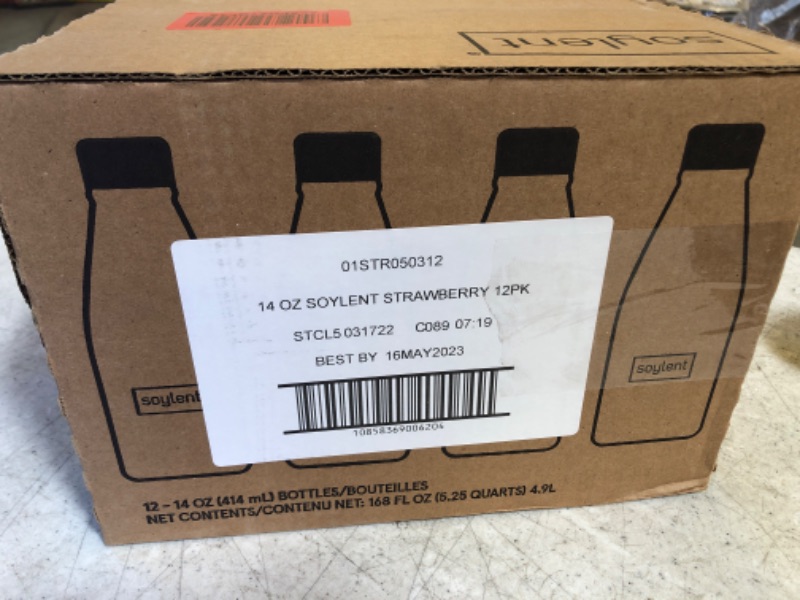 Photo 3 of 12pcs---exp date 05/2023----Soylent Meal Replacement Drink, Strawberry, 14 Fl Oz