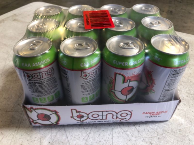 Photo 2 of 12pcs---exp date 09/2023----Bang Energy Candy Apple Crisp, Sugar-Free Energy Drink, 16-Ounce 