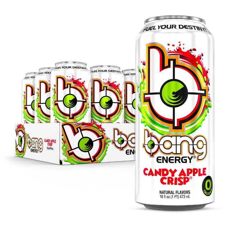 Photo 1 of 12pcs---exp date 09/2023----Bang Energy Candy Apple Crisp, Sugar-Free Energy Drink, 16-Ounce 