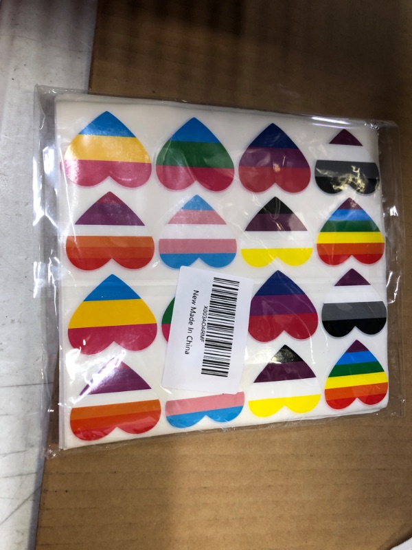 Photo 2 of 1000 Pcs LGBTQ Pride Heart Sticker Lesbian Gay Bisexual Sticker LGBT Rainbow Flag Sticker Gay Pride Car Decal LGBTQ Sticker Paper Decal Sticker for Pride Parade (Adorable Style)