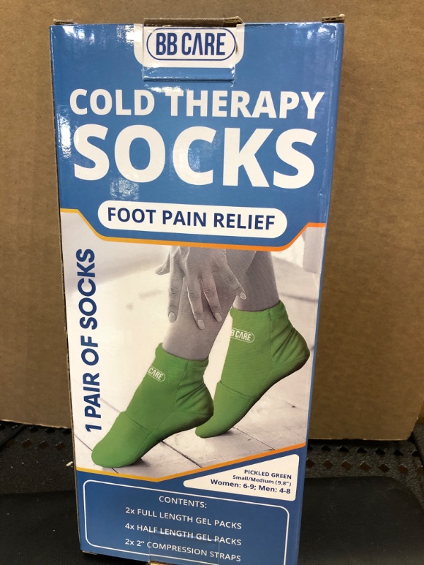Photo 2 of BB CARE Cold Therapy Socks - Reusable Cooling Socks for Hot Feet - Ice Socks for Feet - Ice Bath Socks for Plantar Fasciitis, Arthritis, Postpartum Foot, Sprains & Swelling - Green 9.8 inch Medium Green (Medium, 9.8 Inch)
