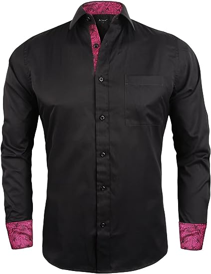 Photo 1 of Alizeal Men's Business Slim Fit Dress Shirt Long Sleeve Patchwork Button-Down Shirt SIZE - L