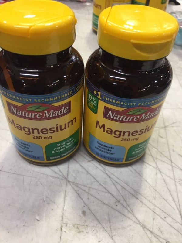 Photo 2 of 2 pcs Lot Pack Nature Made Magnesium 250 mg Liquid Softgels 90 ea (Pack of 6) Unflavored 90 Count (Pack of 2) EXP 05/2025