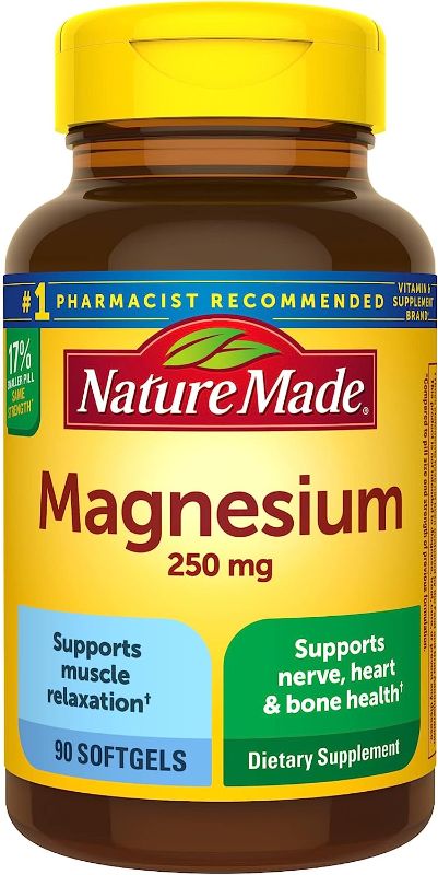 Photo 1 of 2 pcs Lot Pack Nature Made Magnesium 250 mg Liquid Softgels 90 ea (Pack of 6) Unflavored 90 Count (Pack of 2) EXP 05/2025