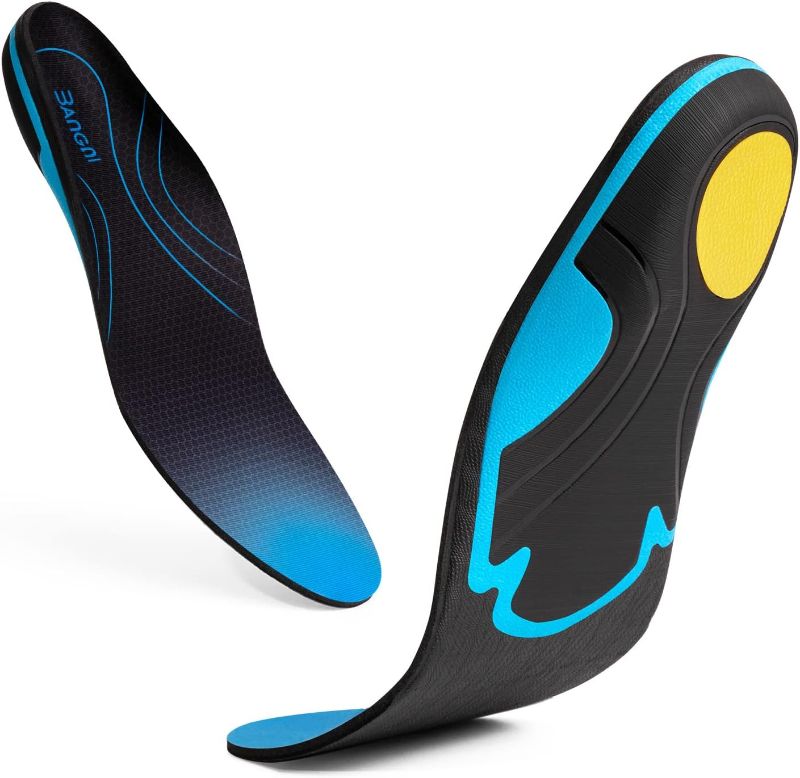 Photo 1 of 3ANGNI Sport Running Insoles For Men Women, Arch Support Insoles for Plantar Fasciitis, Shoes Insole Flat Feet, Foot Pain, Heel Spur, Shock Absorption Orthotic Inserts Cushion Comfort Standing All Day Size 10