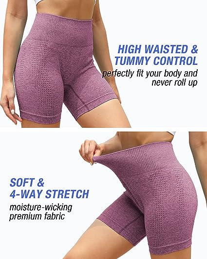 Photo 1 of 1PC--SMALL---NORMOV Seamless Workout Shorts Women,High Waist Spandex Gym Shorts,Tummy Control Yoga Shorts
