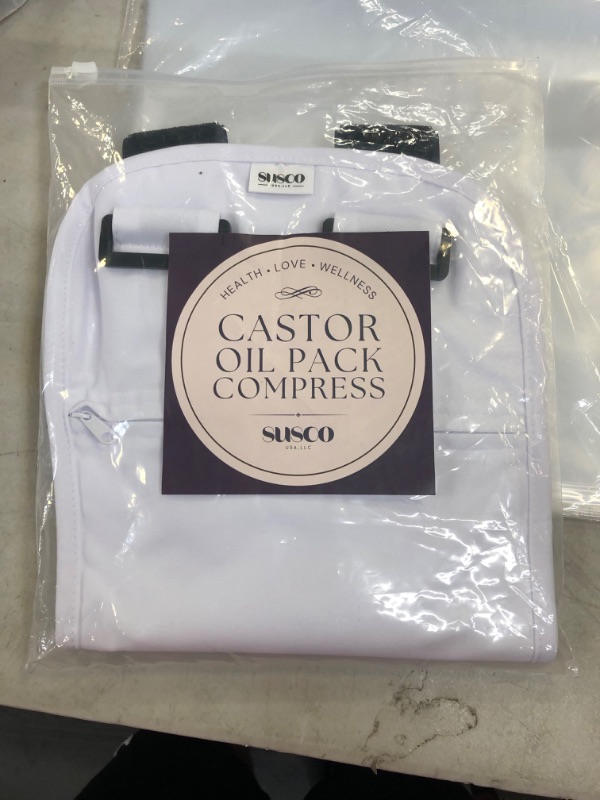 Photo 3 of Castor Oil Pack Wrap Compress - Less Mess, Reusable, Easy to Use, Adjustable Straps for Comfortable Fit - Organic, Liver Detox, Digestion, Constipation, Inflammation, Better Sleep (White) Medium
