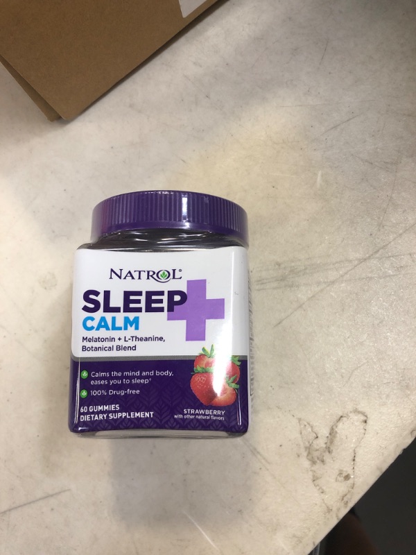 Photo 2 of Natrol Sleep+ Calm, Drug Free Sleep Aid Supplement, Calm an Active Mind, Ease to Sleep, 60 Strawberry Flavored Gummies