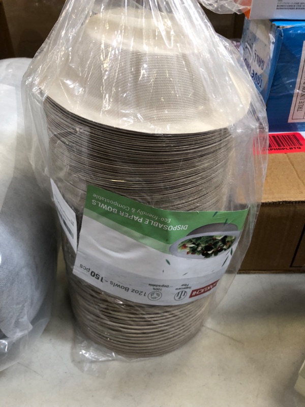 Photo 1 of 100% Compostable Paper Bowls 12 oz Disposable 150 Pack, Made of Natural Bagasse, Biodegradable Paper Bowls Disposable Heavy Duty, Eco-Friendly Disposable Bowls Bulk for Party and Daily Diet 12 oz. Bowls