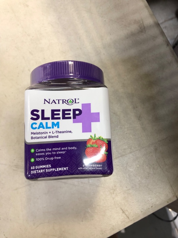 Photo 2 of Natrol Sleep+ Calm, Drug Free Sleep Aid Supplement, Calm an Active Mind, Ease to Sleep, 60 Strawberry Flavored Gummies