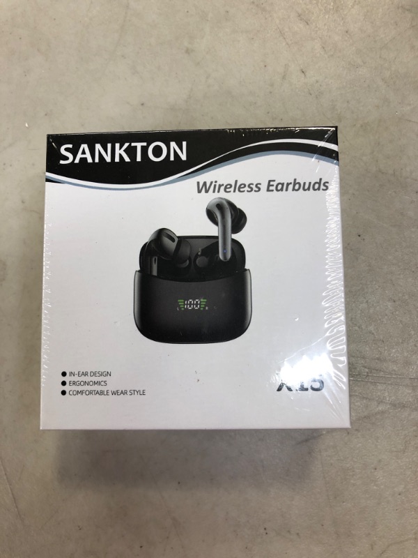 Photo 2 of SANKTON True Wireless Earbuds, TWS Bluetooth Headphones Stereo Sound Earphones, 55H Playtime Wireless Charging Case, Sweat Proof Dual Bluetooth 5.1 Headset for Sports factory sealed 