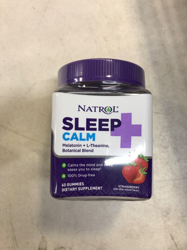 Photo 2 of Natrol Sleep+ Calm, Drug Free Sleep Aid Supplement, Calm an Active Mind, Ease to Sleep, 60 Strawberry Flavored Gummies