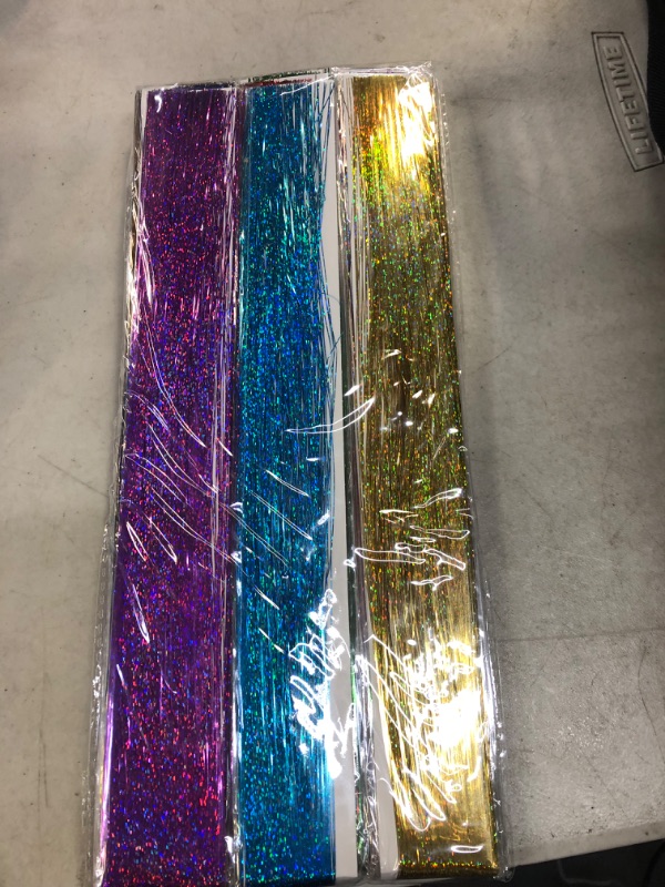 Photo 1 of 47in Hair Extension Tinsel with Tool 12Colors 2400 Strands Hair Extension Tinsel Kit Glitter Hair Extensions Hair Tinsel Kit for Girls Women Hair Accessories Christmas Halloween New Year Cosplay Party