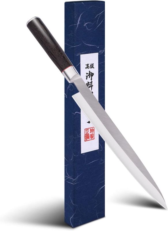 Photo 1 of CHUYIREN Japanese Chef Knife 9.5 inch (240mm) - Sharp Sushi Knife - Professional High Carbon Stainless Steel Yanagiba Knife with Wooden Handle for Filleting & Slicing, w/Gift Box

