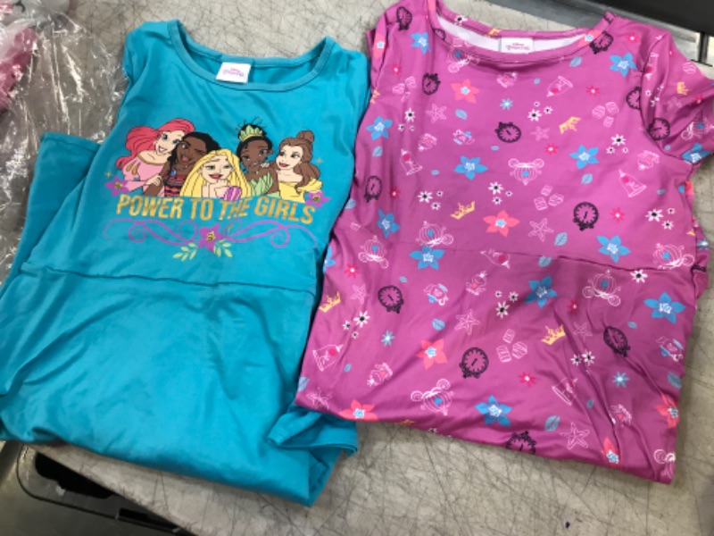 Photo 2 of Disney Princess Tiana Belle Moana Ariel Rapunzel Short & Long Sleeve Dress 2 Pack - Sz 10/12
