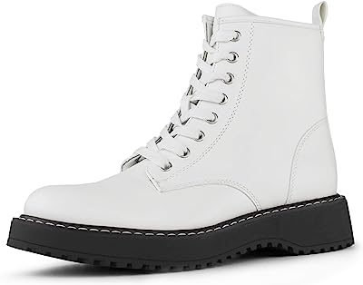 Photo 1 of Hawkwell Women's Combat Boots Side Zipper Lace up Ankle Booties - White - Sz 11