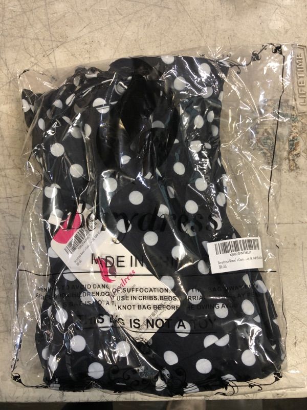 Photo 1 of Berydress Women's Casual Beach Summer Dresses Solid Cotton Flattering A-Line Spaghetti Strap Button Down Midi Sundress Medium Black Polka Dot