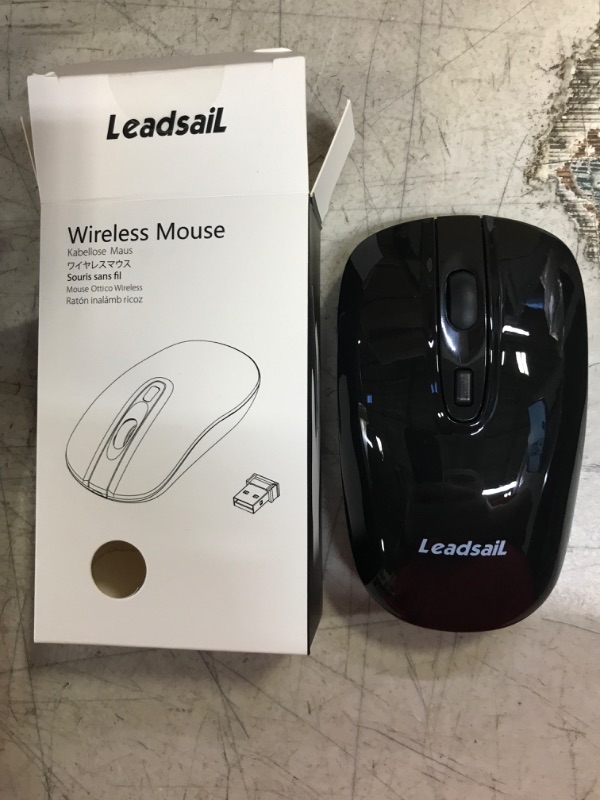 Photo 2 of LeadsaiL Wireless Computer Mouse, 2.4G Portable Slim USB Mouse, Silent Click Cordless Mouse with One AA Battery 3 Adjustable Levels, 4 Buttons Laptop Mouse for Windows Mac PC Notebook (Light Black)