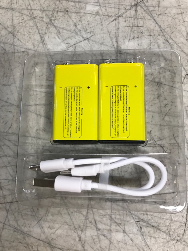 Photo 2 of Babaliya 2-Pack Rechargeable 9V Battery,Type-C Lithium 9V/650mWh High Capacity, Over 1200 Cycles, 1.5H Fast Charging with 2-in-1 USB-C Cable