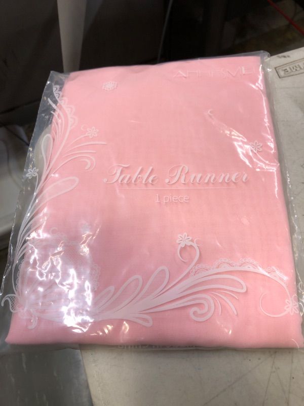 Photo 1 of AHHFSMEI Blushing Pink Chiffon Table Runner 10FT 29x120 Inches Romantic Wedding Table Runner for Bridal Shower Birthday Banquet Party Decoration Light Pink