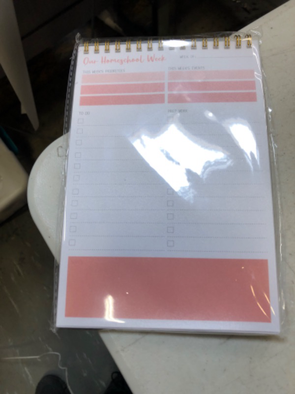 Photo 2 of KAICN Homeschool Weekly To Do List Notepad - Undated Weekly Planner Pages to Boost Productivity - Top Spiral Binding Weekly Note Pad. PVC Cover, Smooth Page Turning. 5.5" x 8.5" Sunset