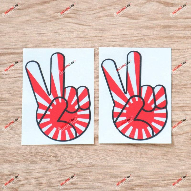 Photo 1 of 2X Reflective 4'' Peace Hand Sign Japanese Rising Flag JDM Decal Vinyl Sticker Car Laptop Window
