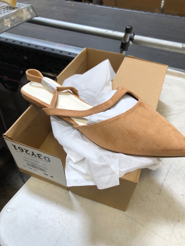 Photo 2 of Women's Pointed Toe Slingback Flats Shoes Dressy Comfort Work Office Slip On Mules for Women 10 Light Brown