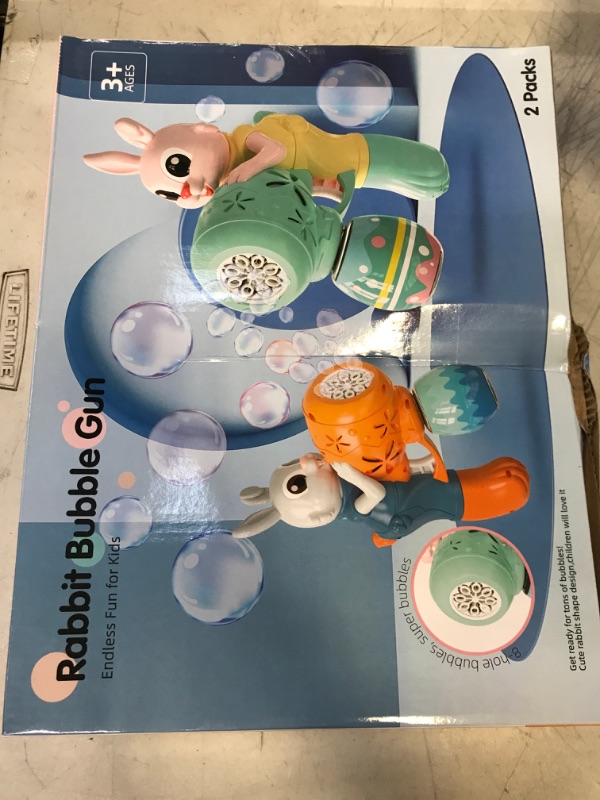 Photo 2 of Bubble Guns for Kids 2 Pack Rabbit Bubble Machine for Toddlers Electric Bubble Toy Automatic Bubble Blower Bubble Maker with 10 Packs Bubble Solutions for Summer Outdoor Party Birthday Gift