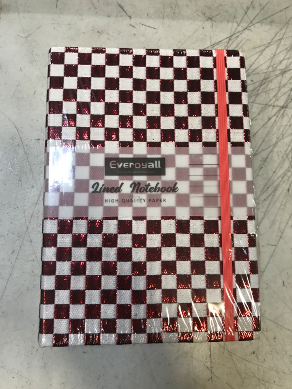 Photo 2 of Everoyall Lined Checkered Pattern Journal Notebooks, 3 Pack (Red, Silver, Yellow), 160 Pages, Medium 5.7 inches x 8 inches - 100 GSM Thick Paper
