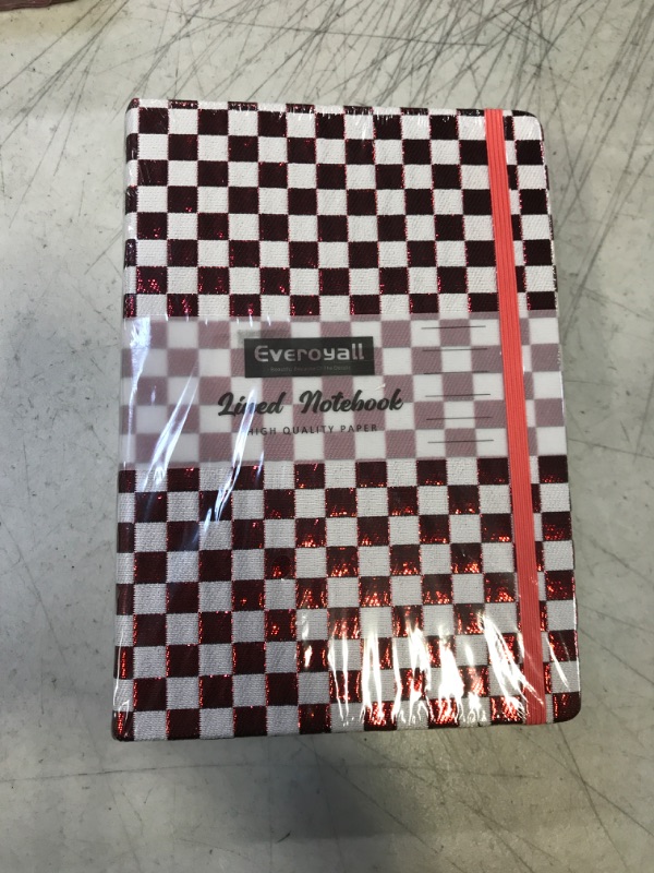 Photo 2 of Everoyall Lined Checkered Pattern Journal Notebooks, 3 Pack (Red, Silver, Yellow), 160 Pages, Medium 5.7 inches x 8 inches - 100 GSM Thick Paper