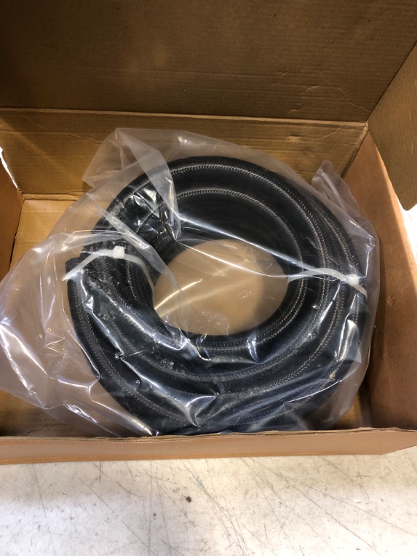 Photo 2 of 10AN Fuel Line Kit 20FT with Fitting Nylon Stainless Steel Braided Black 5/8" CPE Fuel Oil Hose- 14.27mm ID (AN10)
