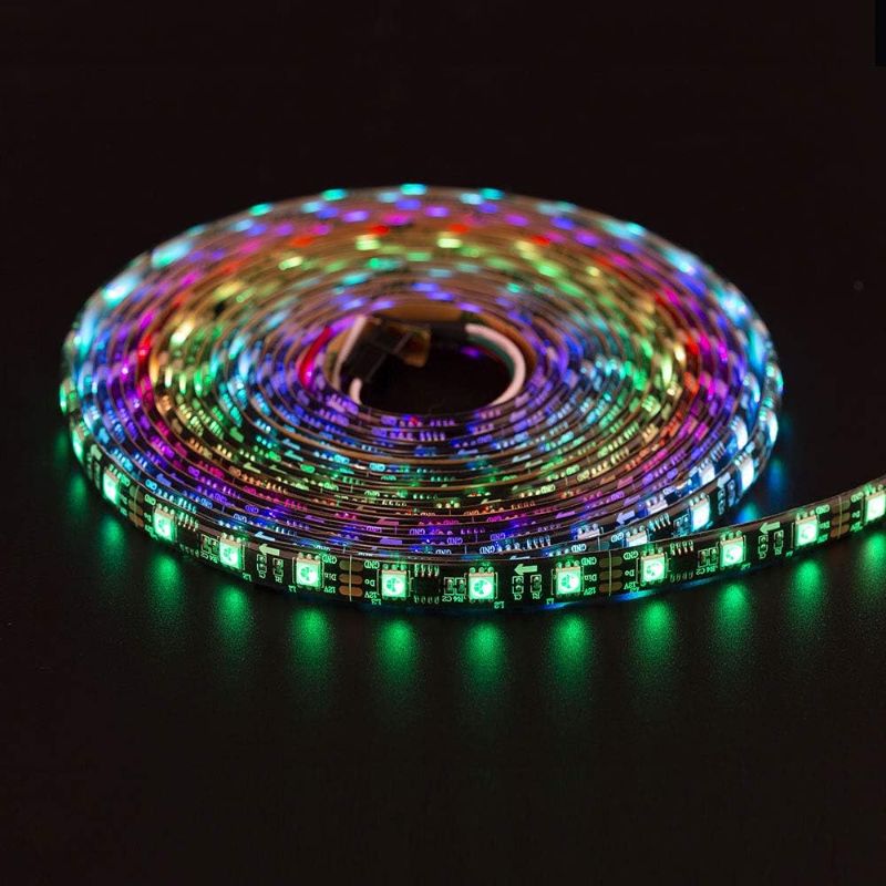 Photo 2 of BTF-LIGHTING WS2811 IC=RGB IC Addressable Dream Color LED Strip 16.4FT 60LEDs/m 20Pixels/m 300LEDs 100pixels IP65 Splash Proof Black PCB Flexible DC12V Chasing Effect for Bedroom,Desk,Home Decoration
