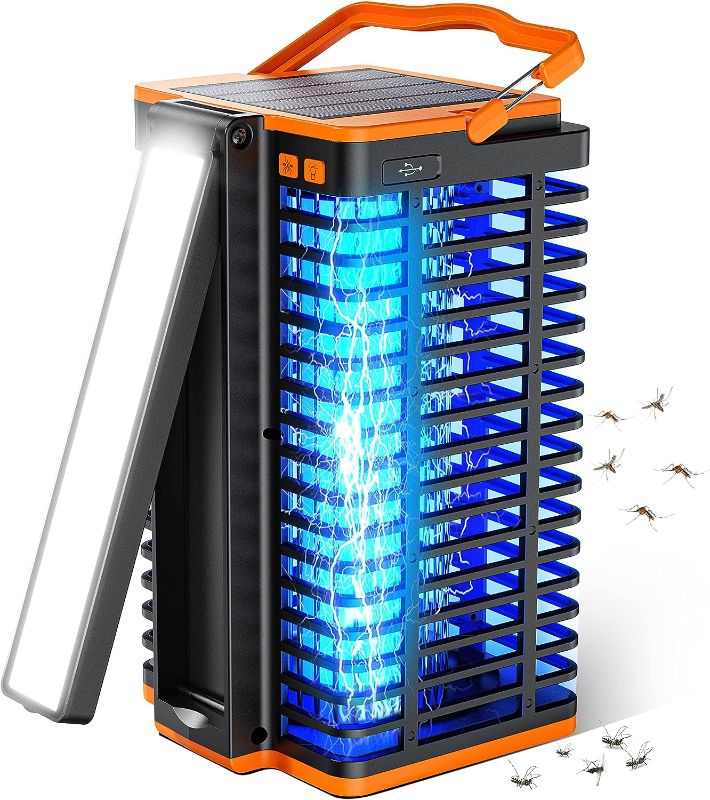 Photo 1 of Solar Bug Zapper for Outdoor Indoor, Cordless & Rechargeable Mosquito Zapper with Reading Lamp, 4200V High Powered Mosquito Killer Insect Fly Trap Equipped 4000mAh Battery for Home, Patio, Camping
