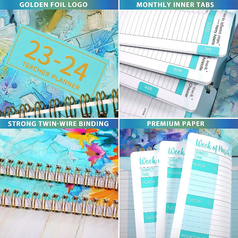 Photo 2 of Teacher Planner 2023-2024 - July 2023-June 2024, Teacher Lesson Planner 2023-2024, 8'' × 10'', Lesson Planner Book for Teachers, Weekly Monthly Planner with Printed Monthly Tabs, Inspirational Quotes
