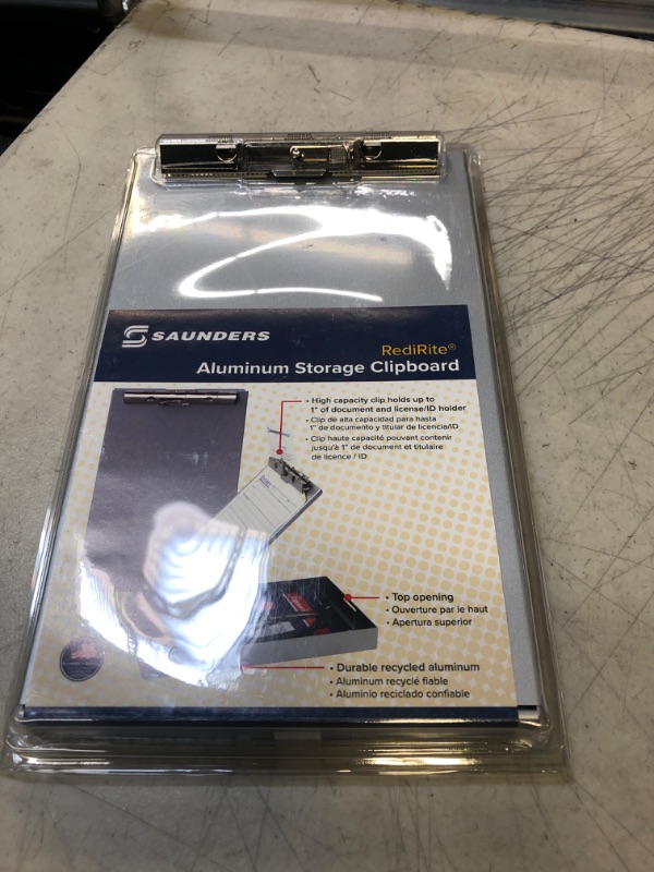 Photo 2 of Saunders Silver Memo Size Aluminum Redi Rite Storage Clipboard with 1 Inch Storage Compartment and Self Locking Latch - Form Holder Perfect for Contractors, Truckers, and Office Use Silver Memo High Capacity Clip