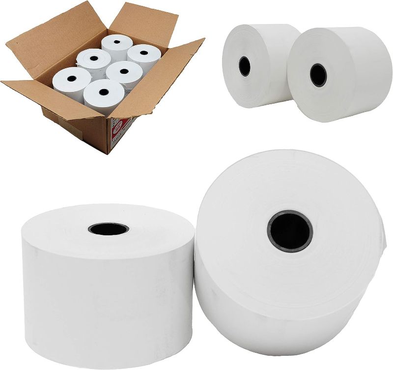 Photo 1 of (10 Rolls) 2 5/16" x 400' thermal receipt paper rolls (ID-71MM - OD-84MM) Dresser Wayne Gas System/Island Printer, Pay-At-The-Pump, Dresser Wayne Receipt Paper, Dresser Wayne Thermal Paper BPA Free
