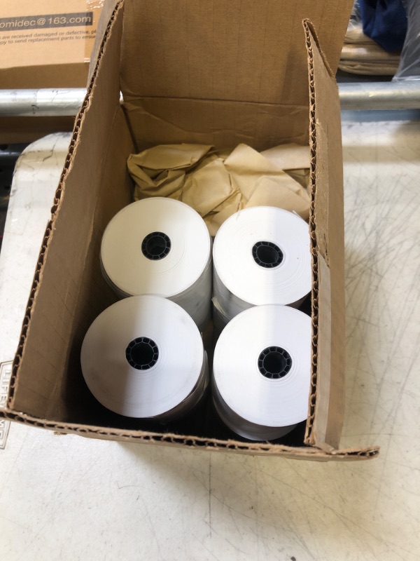 Photo 2 of (10 Rolls) 2 5/16" x 400' thermal receipt paper rolls (ID-71MM - OD-84MM) Dresser Wayne Gas System/Island Printer, Pay-At-The-Pump, Dresser Wayne Receipt Paper, Dresser Wayne Thermal Paper BPA Free
