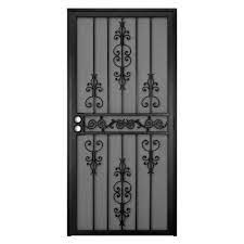 Photo 1 of 36 in. x 80 in. El Dorado Black Surface Mount Outswing Steel Security Door with Heavy-Duty Expanded Metal Screen
